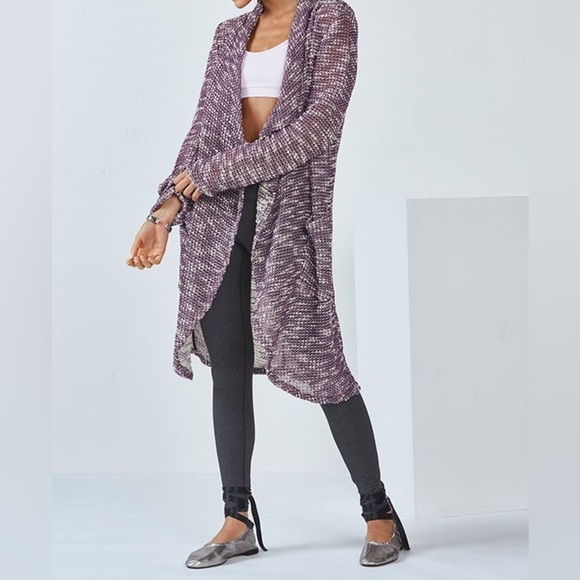 Fabletics Moscow Wrap Open Knit Duster Cardigan Sweater Purple Women's M - Picture 1 of 6